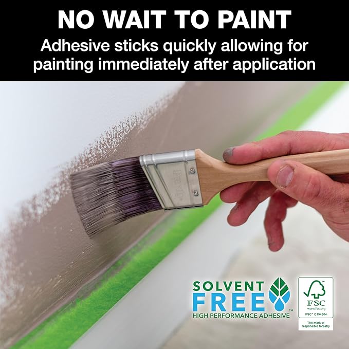 FrogTape Multi-Surface Painters Tape with PAINTBLOCK, 1.5 Inch Wide (1.41 In. x 60 Yds), Medium Adhesion, Green, 1 Roll (1358465)