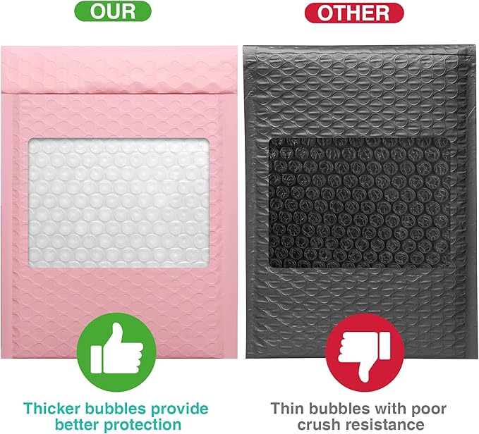 Metronic Bubble Mailers 6x10 50Pack, Light Pink, Self-Seal Waterproof Padded Envelopes, Shipping Bags for Packaging, Mailing Supplies for Small Business, Usable Size 6x9