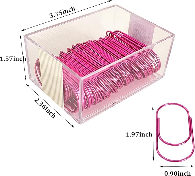 Rose-red Large Paper Clips, 50pcs of Durable and Rustproof Coated Planner Jumbo Paperclips Great for Office Supplies Wedding Invitation Card Bookmarks