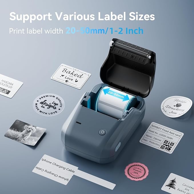 NIIMBOT B1 Label Maker with Tapes Set, 2 Inch Thermal Label Printer, Blue | Labeling for Home Office School Small Business, Crafts, Retail,Support Smartphones & PC,Come With 3 Rolls Tapes