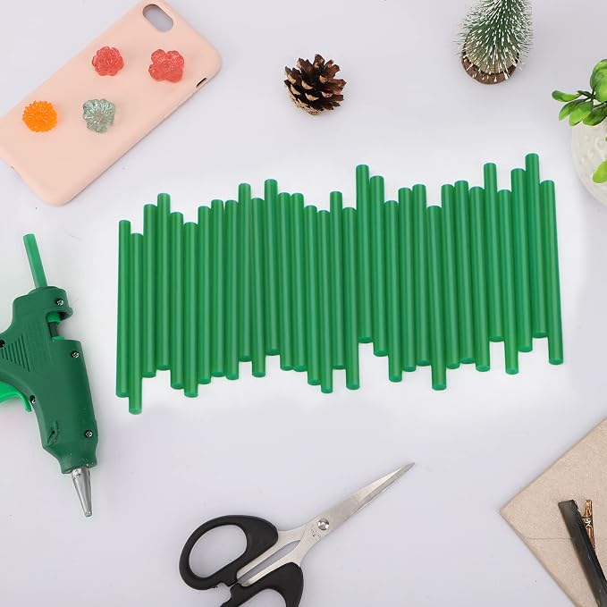 Small Hot Glue Sticks Green, 36 Pack Hot Melt Glue Sticks Colored, Adhesive Craft Glue Sticks for Fabric Wood DIY Painting Decoration Waxing, Mini Size 4" Long x 0.27" Dia