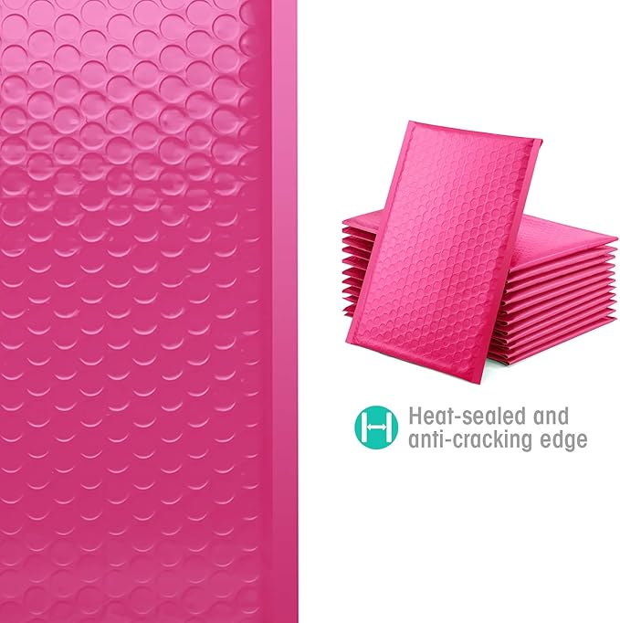 GSSUSA Bubble Mailers 6x10 Inches 50-Pack Usable Size 6x9“ Bubble Mailer Envelopes Small Packaging Mailing Envelope Bags Shipping Bag Bulk Pack Self Seal Package Mail Packing Business Supplies, Pink