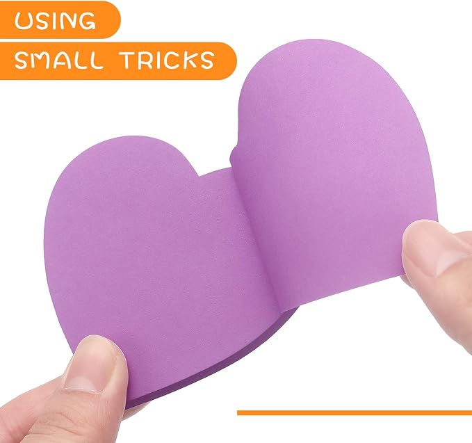 SIMONA Heart Shape Sticky Notes 6 Bright Colors, 450 Sheets | Cute Heart Self-Sticky Note Pads, 6 Bright Assorted Colors Sticky Notes for Office, School, Family