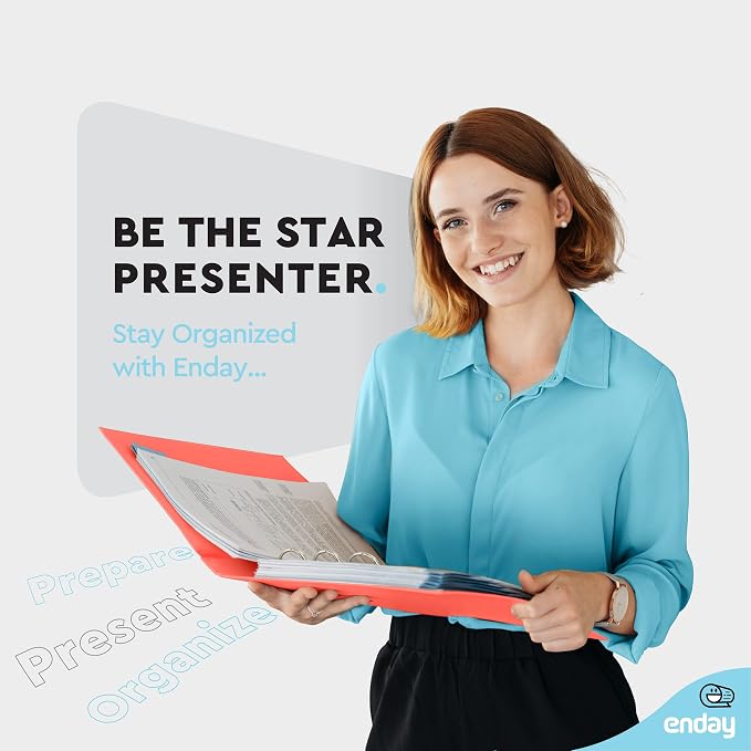 Enday 1 Inch Binder, Red 3 Ring Binder 1 Inch, Heavy Duty Three Ring Binder, 175 Sheets Capacity - One Inch Binder for Home School and Office