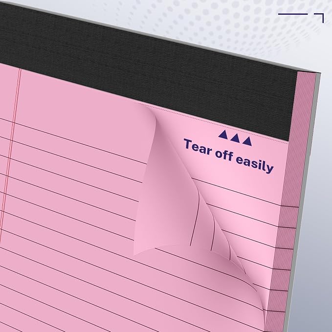 AILZFEI 3 Pack Wide Legal Pads 11" x 9.5" (Landscape Format) Pink College Ruled Note Pad Narrow Ruled 30 Sheets per Notepad Perforated Writing Paper with Thick Backboard Horizontal Pads of Paper