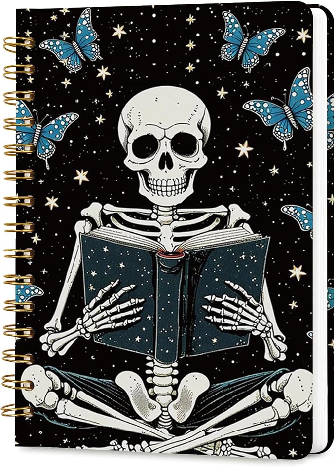 Lined Spiral Journal Notebook for Work A5, 160 Pages, Skeleton | College Ruled Spiral Journal for Women, Hardcover with Elegant Design for Note-Taking, 5.5 * 8.25 inch