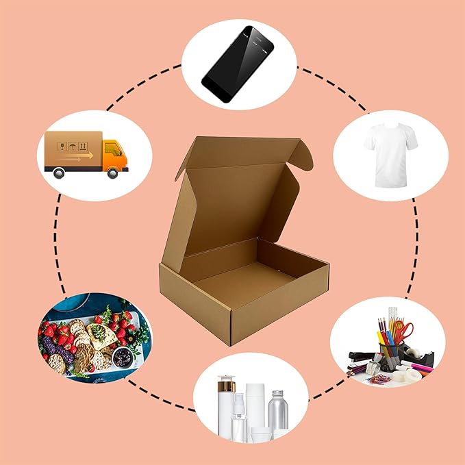 13 x 10 x 3 inch Shipping Boxes Set of 20， Brown Corrugated Cardboard Box Mailer Boxes for Packaging Small Business Shipping，Mailing Boxes Bulk for Birthday Wedding Party Book Literature Gift Giving