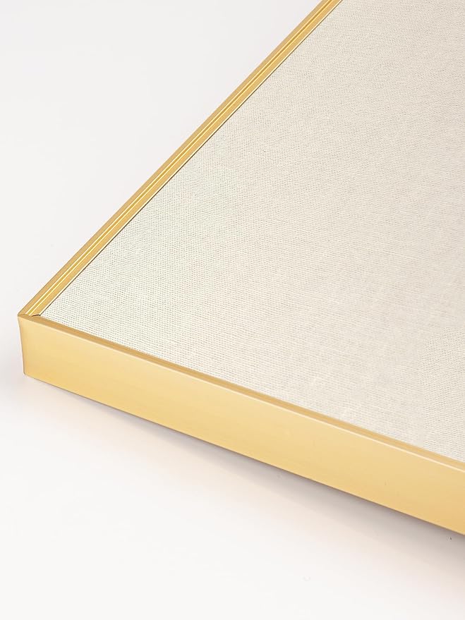 Fabric Bulletin Board 40x30 inches, Golden Aluminum Framed Wall Pin Board | Cork Board Alternative for Wall with Push Pins for Office and Home, Linen Display Mood Board for Photos, Notes & Reminders