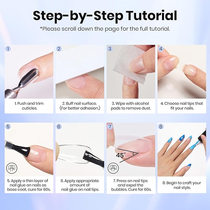 Beetles 2Pcs 15ml Gel Nail Glue for Acrylic Nail Tips, UV Nail Glue for Clear Press-On Nails, Clear Self-Leveling Nail Extension Gel, Low-Odor Formula, Long-Lasting Wear for DIY & Salon Use