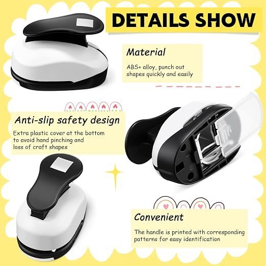 CHENGU 6 Pcs Square Punch Set 3in/2in/1.5in/1in/0.6in/0.3in Scrapbook Hole Punchers Crafting with 10 Sticker Paper Square Cutter Scrapbook for Office Supplies DIY Albums Photos(Black)