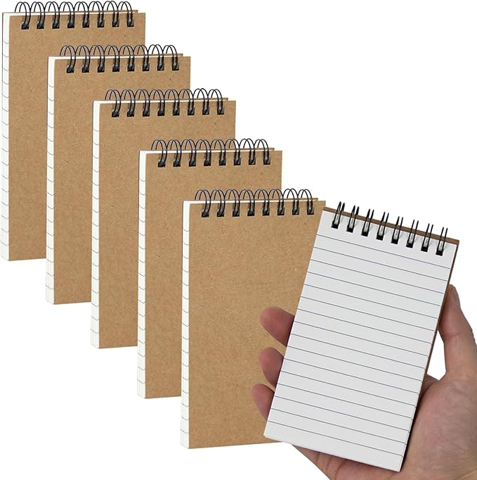 Pocket Notebooks, 3x5 Small Notepads, Mini Top Spiral Notebook, Little Size, Lined College Ruled Paper, Tiny Memo Pads for Home, Office, Work, School, Meeting, or Travel,6 Pack