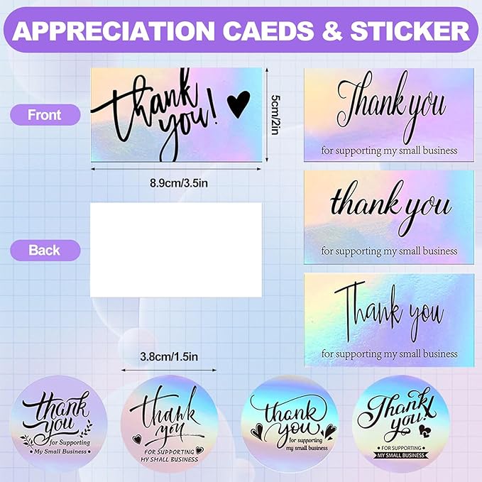 50 Pcs Metallic Bubble Mailers,With Thank You Cards and Stickers,Holographic Bubble Mailers,Self Seal Poly Padded Envelopes,Adhesive Shipping Bag,Cushion Envelopes for Mailing Small Business