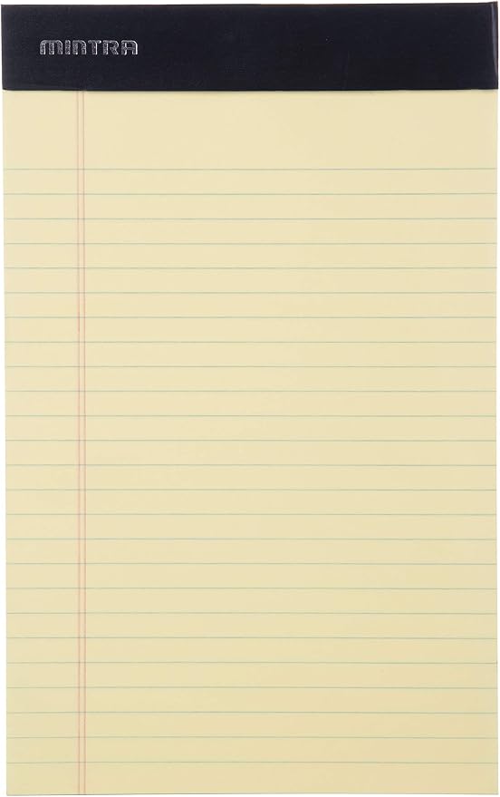 Mintra Office Canary Legal Pads - With Micro-perforated sheets, Smooth-lined paper, Ideal for Office Tasks, Assignments or Notes, Meetings, and Journaling, 6 pack Narrow Ruled, Basic Pad, 5"x8"