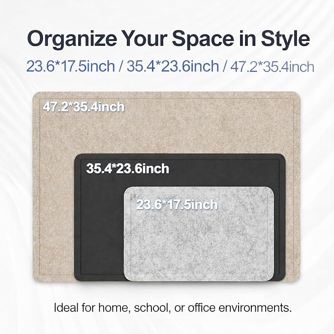 Felt Bulletin Board for Wall 48" x 36" Unfolded Size, Large Frameless Felt Pin Board, Soft Cork Board Alternative for Office, Home Planning, Notes, Photos & Wall Decor, Foldable Shipping, Easy Install