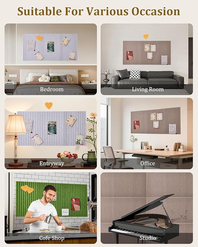 48 x 32 Large Bulletin Board, Decorative Felt Pin Board, 0.35“ Thick Foldable Photo Display Board with Self-Adhesive Tape, Vision Board for School Home Kitchen Office Walls - Dark Grey