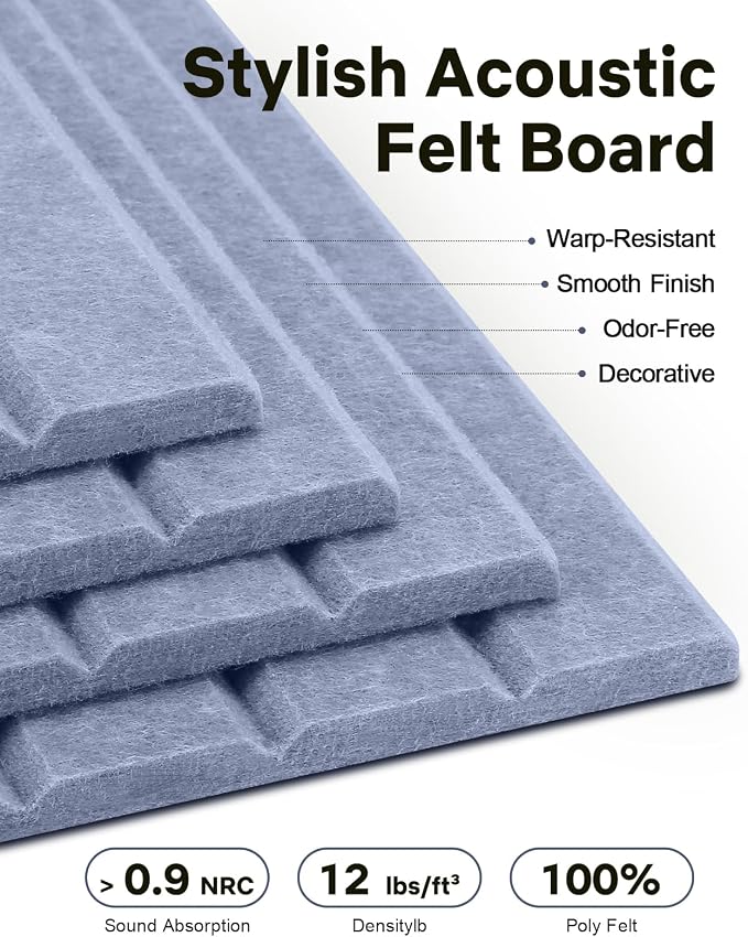 48" x 36" Large Cork Bulletin Board Tiles, Peel and Stick Felt Wall Panels for Vision, Message Center, Picture and Prayer Board for Office, Dorm, Room and Desk Decor(Soft Periwinkle)