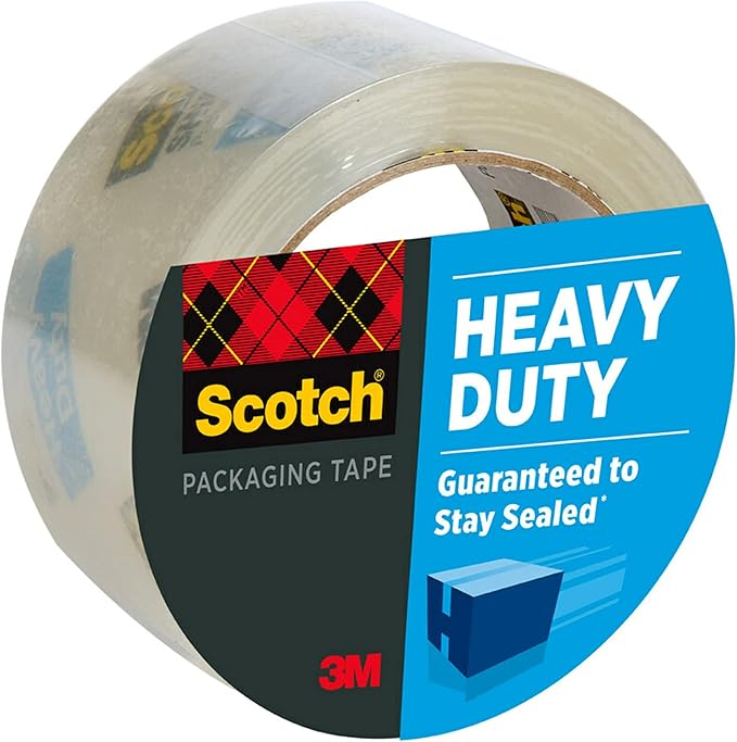 Scotch Heavy Duty Shipping and Moving Packing Tape, Clear, Packing and Moving Supplies, 1.88 in. x 54.6 yd., 1 Tape Roll (Pack of 2)