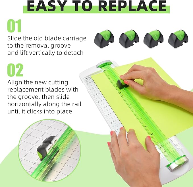4 Pack Paper Cutter Blade 16854 Replacement for Westcott Carbo Titanium Bonded Trimmer, Wide Body Personal Trimmer Blade &Narrow Trimmer, Ideal for Office Home School Craft & Photo Cutting