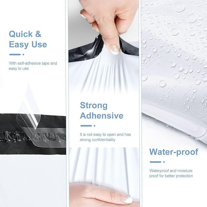 Metronic Poly Mailers 10x13 500 Pack Bulk Small Shipping Bags for Business | Durable Self Seal Shipping Envelopes for Clothes Waterproof Mailers Poly Bags Packaging Mailing Bags for Online Sellers White