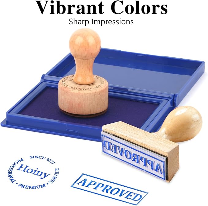 Blue Stamp Pad, 4 x 2.5 Inch Ink Pad for Stamps, All-Purpose Felt Pad | Quick-Dry & Reusable, Works with Rubber, Wooden, Metal Stamps, Large Premium Quality Stamp Ink Pad for Office and Crafting