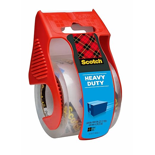Scotch Heavy Duty Shipping Packaging Tape, 1.88" x 27.7 yd, Great for Packing, Shipping & Moving, Clear, 1 Dispensered Roll (142L) (Pack of 2)
