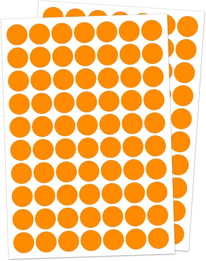 1" Orange Dot Stickers 1050 PCS Circle Round Color Coding Label | Used for manual labor in kindergartens, garage yard price sales, organizing activity color groups,marking spice bottles