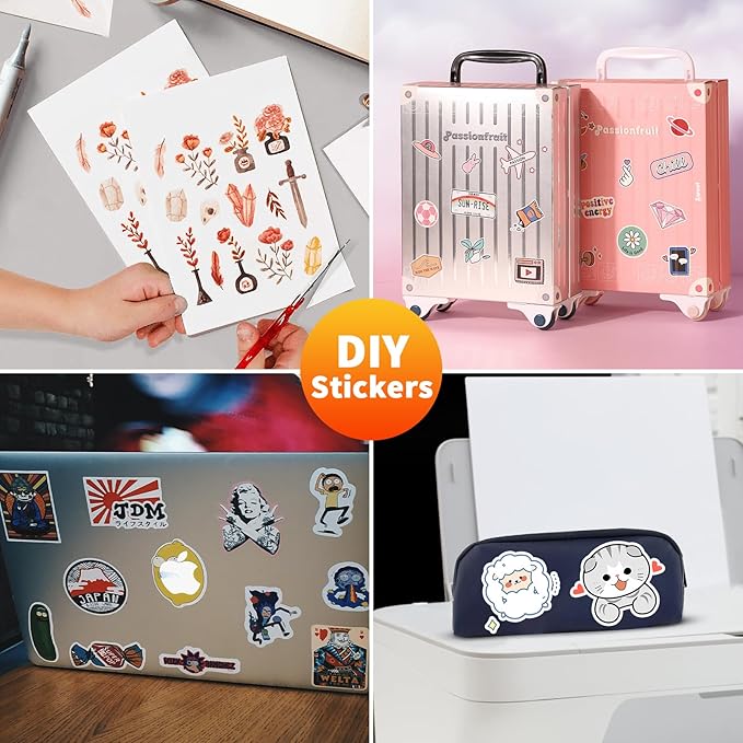 Printable Sticker Paper – 100 Sheets 8.5 x 11 Full Sheet Labels, Matte Self Adhesive Sticker Paper for Inkjet & Laser Printers, Full Page Printable Label Paper for Shipping, Address