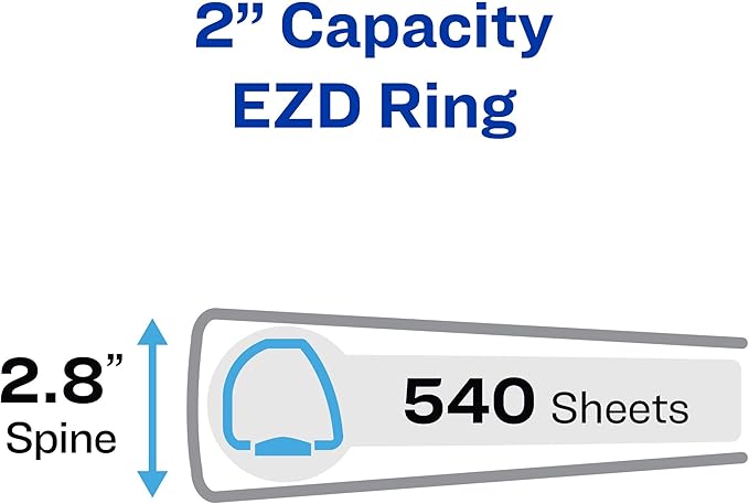 Avery Heavy-Duty View 3 Ring Binder, 2" One Touch EZD Rings, 540-Sheet Capacity, 2.8 Inch Wide Spine, Great for Home, School Supplies, Office or Organization, 1 Purple Binder (79777) (Pack of 6)