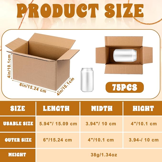 75 Pack Small Shipping Boxes Corrugated Cardboard Mailing Boxes Small Mailing Packing Box for Packing, Moving, Business, 6.9 x 4.5 x 3.7 inches