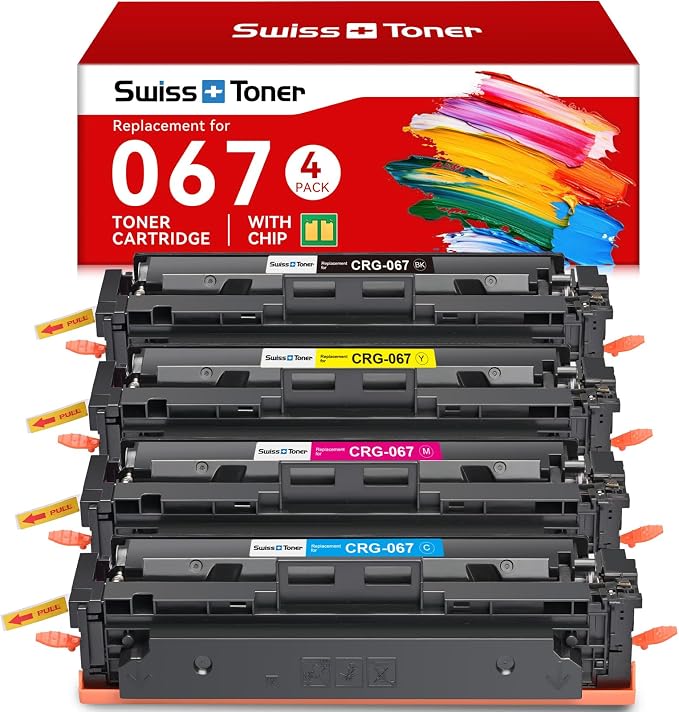 067 Toner Cartridge Set Compatible with Canon 067 067H for MF654Cdw 4 Pack | CRG067 Replacement for Canon MF654Cdw | MF652Cdw | MF653Cdw | MF656Cdw | LBP633Cdw | LBP632Cdw | MF651c LBP630c | Smart Chip