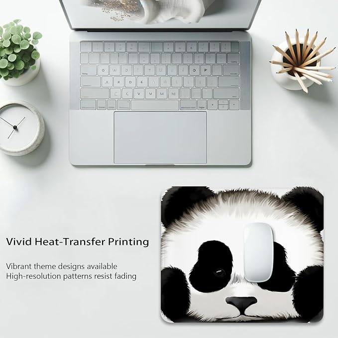 Close-up of a Panda's Face Mouse Pad, Adorable Giant Panda Desk Mat | Cute Mousepad Stitched, Anti-Slip Base Smooth Surface, 9.5 x 7.9 Inches