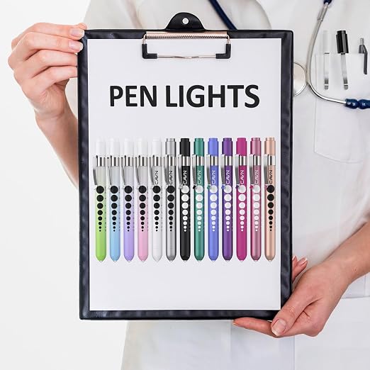 CAVN Pen Light with Pupil Gauge LED Penlight for Nurses Doctors | 2 Pcs Reusable Medical Penlight for Nursing Students (Black/White)