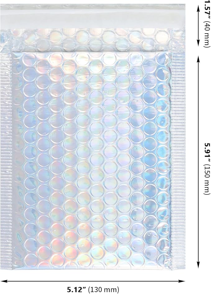 100 PCS 5 x 6 Inch Metallic Bubble Mailers, Silver Padded Mailing Envelopes, Practical Self Seal Aluminum Film Shipping Envelopes for Packing, Mailing