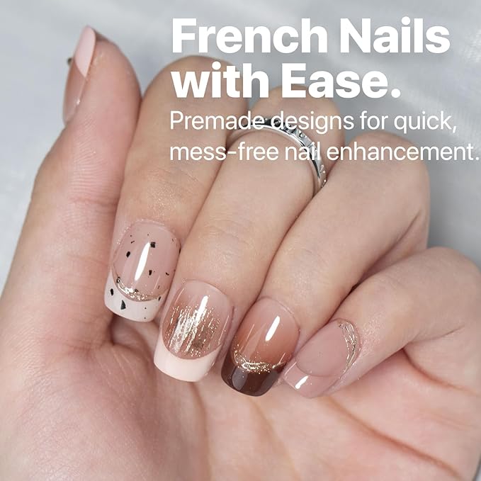 SXC Cosmetics French Tip Press On Nails 150 Pieces in 15 Sizes Ultra Fit with Pre-applied Tip Primer and Base Coat, No Need to File Fake Nails for Nail Art DIY X-Pro Tips (ST113-XS Square)