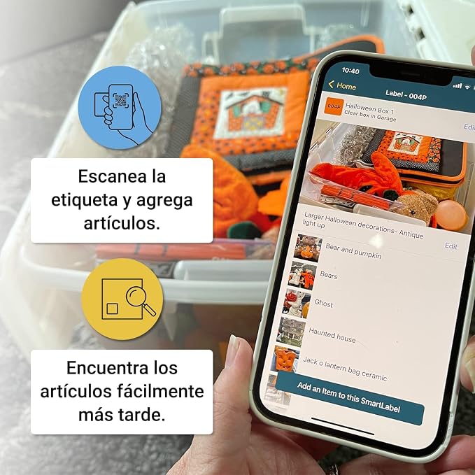 SmartLabels - Etiquetas QR en Español - Con App de Análisis de Fotos IA - Crea Descripciones Sin Escribir - para Inventario Fácil, Organización de Bodegas o Etiquetas de Mudanza - Paquete de 48
