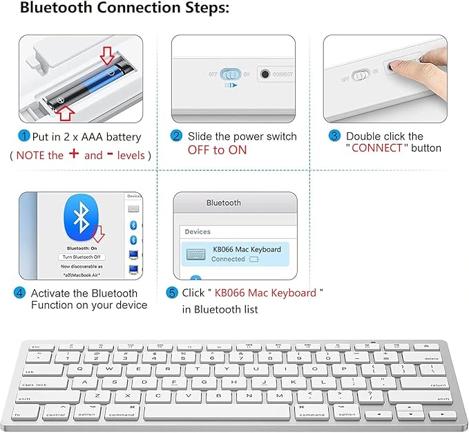 OMOTON Bluetooth Keyboard Compatible with Mac ONLY, Compact Wireless Keyboard Compatible with MacBook Pro/Air, iMac, Mac mini/Pro, Silver