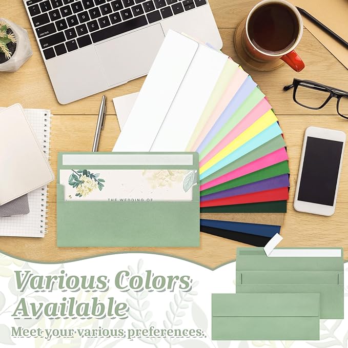 Mulbozy 200 Pcs #10 Business Envelopes, Self Seal Standard Envelopes, Windowless Business Mailing Envelopes for Office Checks Letters Invoices Statements Wedding, Size 4-1/8 x 9-1/2 inch (Sage Green)