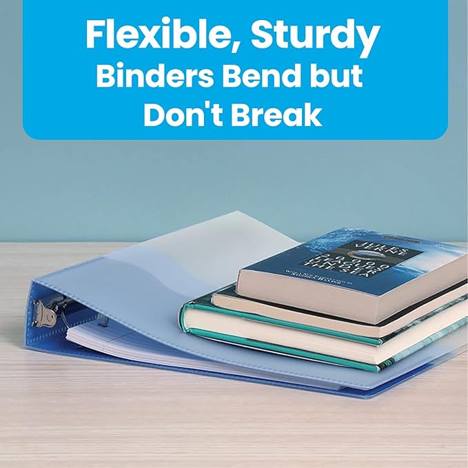 Oxford Wave Binders, Binders for School and Office, Strong Flexible Poly, 4 Wave Pockets, 4 Assorted Colors, Transluscent Covers, Holds up to 350 Sheets, 1.5 inch Binder, 4-Pack (91091)