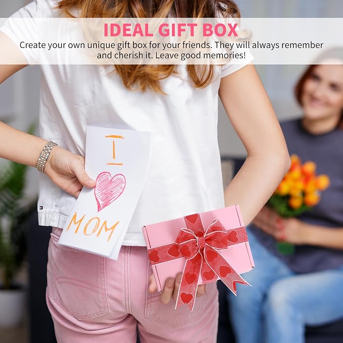 Spakon 50 Packs Shipping Boxes Cardboard Corrugated Mailer Packaging Boxes for Small Business Cute Small Box Cardboard Carton Box Mailers for Packaging Product(Pink,9 x 6 x 2.36 Inches)