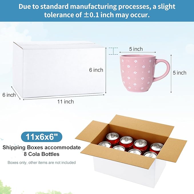Famagic Small Shipping Boxes 11x6x6 Inch 10 Pack White Box Corrugated Cardboard Boxes for Packaging Small Business, Mailing Boxes for Shipping