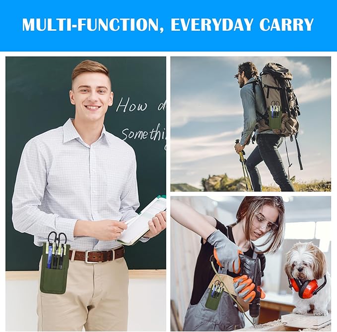 2 Pcs KATOLK Belt Pen Holder, Multifunctional Adjustable Tactical Pencil Pouch, Detachable Military Duty Pencil Sleeve Case, Can Hold Pens, Rulers and Scissors
