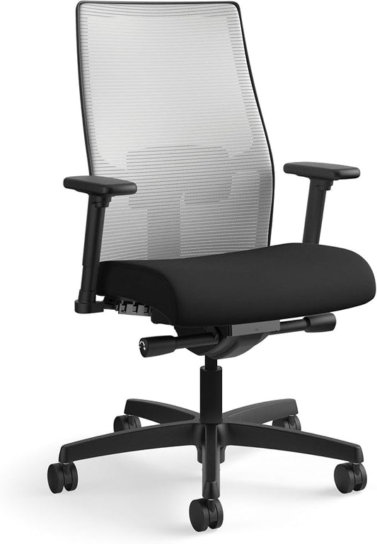 HON Ignition 2.0 Ergonomic Office Chair, Lumbar Support, Desk Chair, Fog | Ergonomic office desk chair with lumbar support, adjustable arms, office decor, workstation comfort for focused productivity