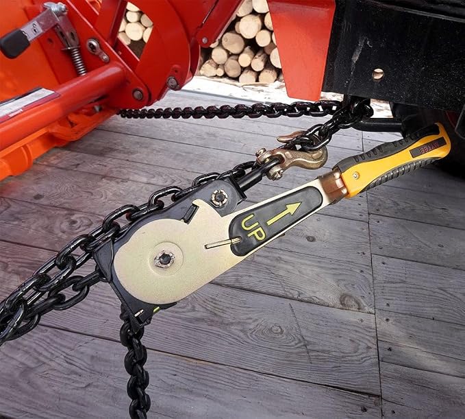 Mytee Products (8 Pack) 3/8" - 1/2"Easy Ratchet Chain Binder with Grab Hooks & 6000 lbs WLL - Heavy Duty Tie Down Ratchet Load Binder for Flatbed Trailers & Trucks