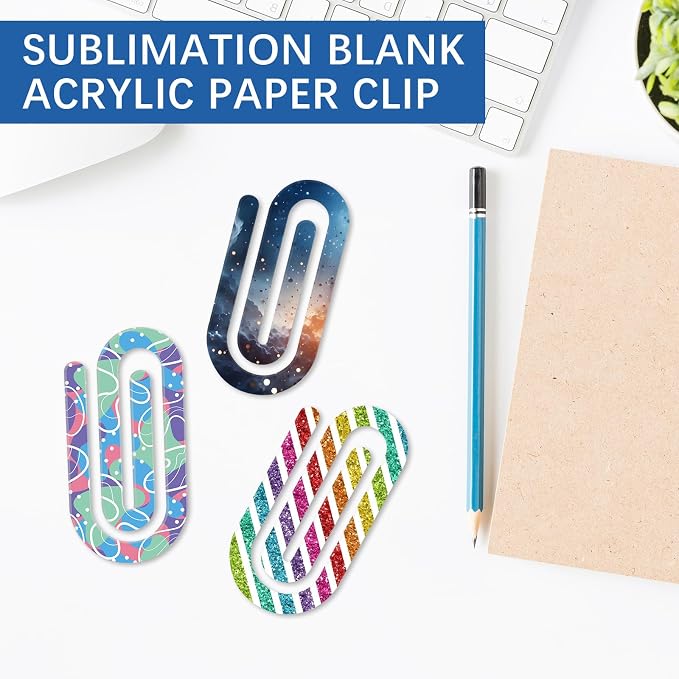 36PCS 4" x 2" Bulk Acrylic Sublimation Paper Clip Blanks Jumbo for Bookmarks Business Card Holders Envelope Holders Photo Album Clip Card Sublimation Giant Acrylic Paper Clips (36PCS)