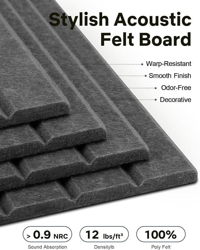 48" x 36" Large Cork Bulletin Board Tiles, Peel and Stick Felt Wall Panels for Vision, Message Center, Picture and Prayer Board for Office, Dorm, Room and Desk Decor(Charcoal Gray)