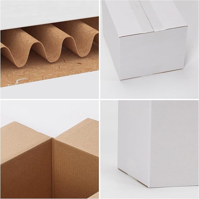 7x6x5 Shipping Boxes Set of 40, White Kraft Corrugated Cardboard Small Business Boxes Mailers for Packaging, Packing