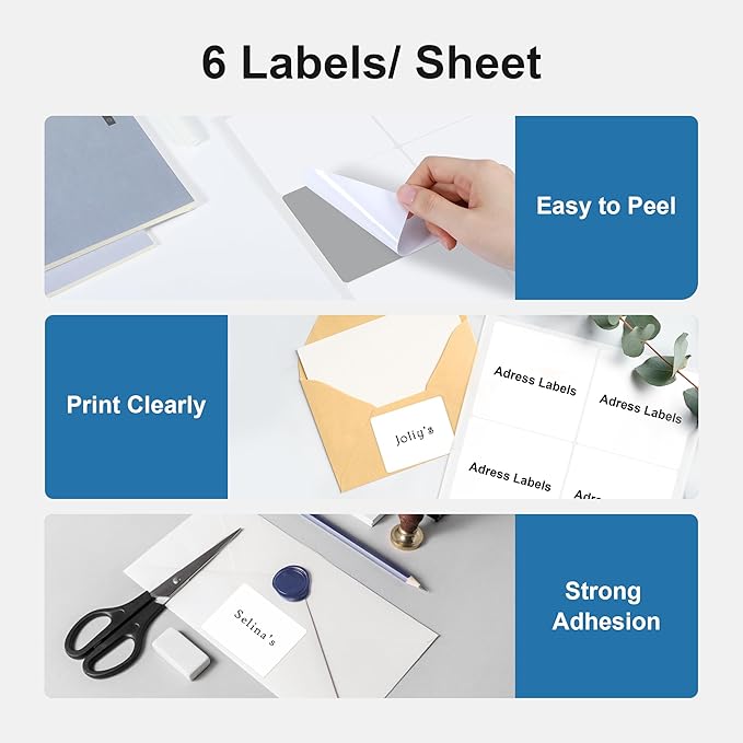 Address Labels, 3-1/3"x4 Shipping Address Labels for Inkjet & Laser Printers, Mailing Labels Compatible with 5164, 5264 and 8164 Labels, Easy to Peel (150 Labels, 25 Sheets)