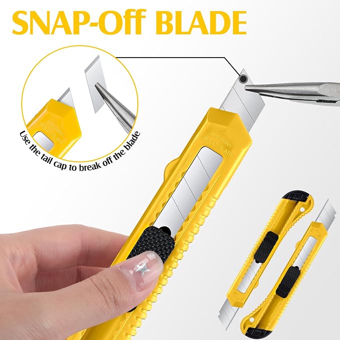100 Pack Box Cutter Retractable Utility Knife 18mm Wide Blade Razor Knife Plastic Cardboard Cutter for Office Art, Craft and Home Use