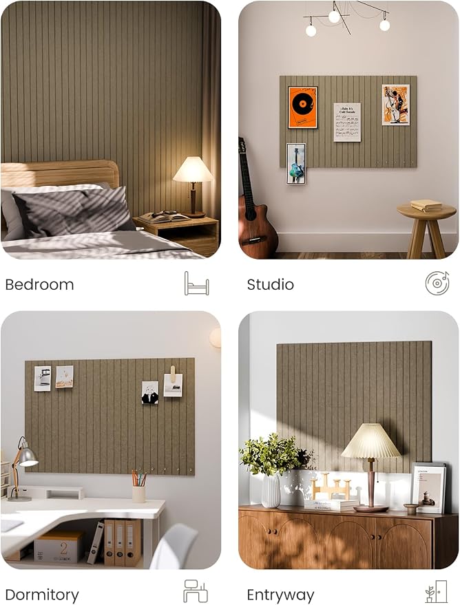Fluxynara 36" x 24" Large Felt Bulletin Board, Earth Brown | 6 Pack Cork Board Alternative with 30 Safe Adhesive Tabs, Pin Boards for Wall Decor, Home, Office, Classroom,Dorm