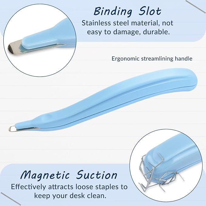 Magnetic Staple Remover Tool, Professional Staple Remover Stick, Efficient Staple Puller Remover for Classroom, Office and Home, Light Blue